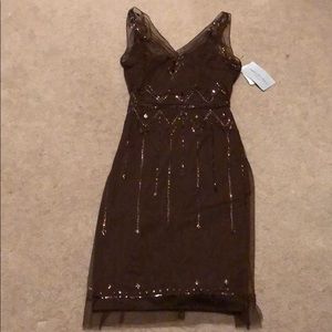 Formal brown embellished dress • sequence dress